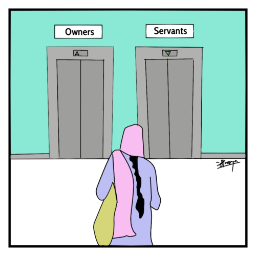 Two separate elevators for "Owners" and "Servants"